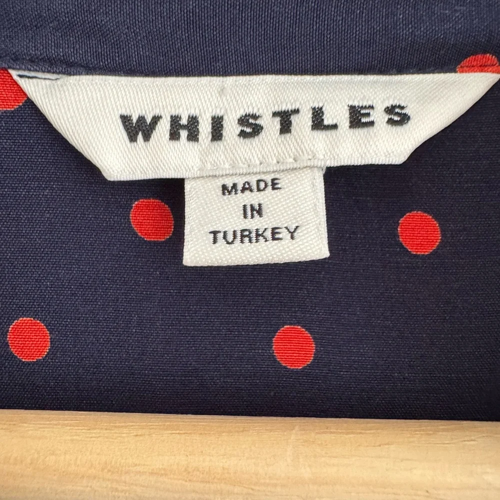 Whistles Navy Molly Polka Dot Shirt Dress Size UK 10 / US 6 / EU 38‎